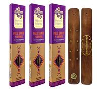 AROMASENSES | Pack 3 Incensi Mystic Spirits Palo Santo con Lavanda | 3 Scatole da 8 Bastoncini + 1 Tavoletta in Legno | Incenso Artigianale | Esoterico | Purificazione