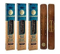 Aromasenses - Pack 3 Scatoline di Incenso Biologico Ullas Salvia Bianca + 1 Tavolette Aromasenses | Incenso 100% Naturale ed Ecologico | Aromaterapia con Erbe Naturali | 25 gr. x 3 = 45 gr.