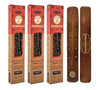 Aromasenses - Pack da 3 Confezioni di Incenso Biologico Ullas Palo Santo + 1 Supporto Aromasenses | Incenso 100% Naturale ed Ecologico | Aromaterapia con Erbe Naturali | 25 g x 3 = 45 g