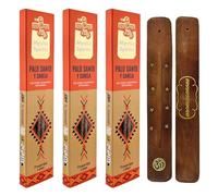 AROMASENSES | Pack da 3 Incensi Mystic Spirits Palo Santo con Cannella | 3 Confezioni da 8 Bastoncini + 1 Tavolette in Legno | Incenso Artigianale | Esoterico | Purificazione