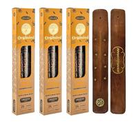 Aromasenses | Pack da 3 Scatoline di Incenso Biologico Ullas Frankincense + 1 Porta Incenso Aromasenses | Incenso 100% Naturale ed Ecologico | Aromaterapia con Erbe Naturali | 25 g x 3 = 45 g
