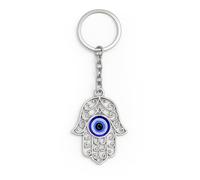 AROMASENSES | Portachiavi in Acciaio Simbolo Mano di Fatima con Occhio Turco | Amuleto Esoterico ad Alta Protezione | Simbolo Sacro ed Energia Positiva