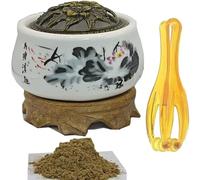 Aromaterapia in polvere di erbe 15g e fornace elettronica per incenso più massaggio dei punti di agopuntura delle dita, non brucia, aiuta a calmare la mente, aiuta a favorire il sonno...