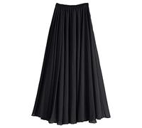 aromm Donna Chiffon Gonna Linea A Lunghezza Intera o alla Caviglia Vita Elastica Plissettato Fata Lunga Gonne