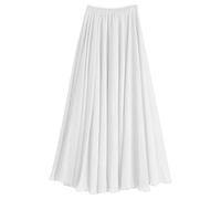 aromm Donna Chiffon Gonna Linea A Lunghezza Intera o alla Caviglia Vita Elastica Plissettato Fata Lunga Gonne Bianco,L