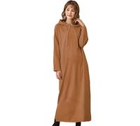 aromm Felpa con Cappuccio da Donna Maniche Lunghe Pullover Allentato Casual Maxi Vestito con Tasche (Marrone, L)