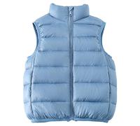 aromm Ragazze Gilet Imbottito Colletto Rialzato Trapuntato Piumino Cerniera Senza Maniche Inverno Giacca, Blu, 11-12 Anni