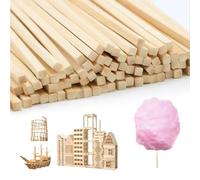 AROMUJOY 200 Pezzi Bastoncini Zucchero Filato Bambù 30cm x4mm x 4mm, Bastoncini di Legno per Lavoretti e Bricolage, Listelli Legno Quadrati per Fai da Te Modellismo, Artigianato e Decorazioni
