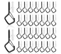 AROMUJOY 30 Pezzi Ganci a Vite per Legno, Occhielli a Vite con Fibbia di Sicurezza, Ganci Avvitabili con Tassello, Q Vite a Gancio per Appendere Cestini di Piante, Gabbia per Uccelli, Lanterne, Neri