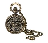 Aroncent Orologio da taschino vintage, al quarzo, analogico, con farfalla e albero della vita, design con numeri arabi, cassa cava per uso quotidiano, A-Farfalla