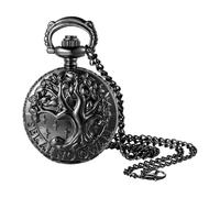 Aroncent Orologio da taschino vintage, al quarzo, analogico, con farfalla e albero della vita, design con numeri arabi, cassa cava per uso quotidiano, A-Albero della Vita