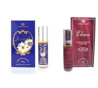 Aroosah & Elena Concentrated Perfume Oil Roll-On (6ml x 2 Combo Pack) | Alcohol-Free Long Lasting Arabic Attar for Men & Women | Floral, Musky, Woody Unisex Perfume