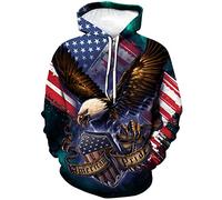 ARORALS Felpa con cappuccio da uomo con aquila calva autunno inverno a maniche lunghe pullover a tema animale felpa con cappuccio grafica realistica, Marrone, Large