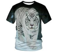 ARORALS Maglietta da uomo a maniche corte estiva maglietta a maniche corte fantasia animale felpa con grafica realistica, bianco, XL