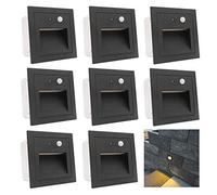 Arote - 8 luci LED per scale 3 W, sensore movimento, 3000 K, IP65, incasso parete, interni esterni, alluminio, 230 V, luce bianca calda