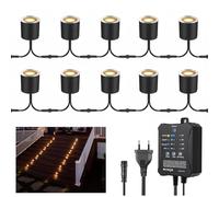 Arotelicht 10 LED Faretti da Incasso a Intensità Variabile IP67 Bianco Caldo con Timer e Sensore Fotocellula 12V Trasformatore 0,6 W Ø32 mm Lampada da terrazzo Luci da Giardino