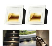 Arotelicht 2 pezzi LED da incasso a parete quadrato bianco caldo 3000K IP65 luci per scale impermeabili luci per passerelle lampada da comodino in alluminio bianco illuminazione e luci decorative