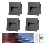 Arotelicht 4 LED illuminazione per scale 230 V RGB+WW+CW Bluetooth con telecomando, controllo APP luce per scale 1,5 W 68 mm incasso lampada da passeggio lampada IP44 per interni esterni