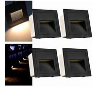 Arotelicht 4Pcs Applique LED da incasso Nero per Scale, 3W Bianco Caldo 3000K IP65, Luce scale da incasso 220V, Segnapasso Luci per Interno esterno giardino viale gradini, Alluminio nero