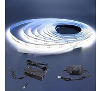 Arotelicht 5m Striscia LED COB Bianco Freddo 6000K 12V Strisce LED COB Dimmerabile 320LEDs/m Nastro Luminoso Led 6000K con Adattatore Dimmer IP20 per Camera Da Letto Cucina Decorazione Interni