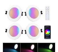 Arotelicht 5W Dimmable Spot LED da incasso 230V Bluetooth, Faretto LED RGB da incasso 4Pcs Lampada da soffitto con Telecomando, Downlight LED Controllo APP, per cucina soggiorno camera da letto