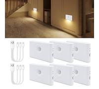 Arotelicht 6 luci a LED per bambini, con sensore di movimento, batteria USB, ricaricabile, 500 mA. Luce bianca calda, illuminazione per scale, camera da letto, corridoio, cucina, bagno