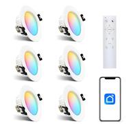 Arotelicht 6er Faretti da incasso a LED, RGBW, 7W, 230V, dimmerabili Luci da incasso, faretti da incasso in rete Bluetooth con telecomando per soggiorno, camera da letto, cucina, KTV, bar