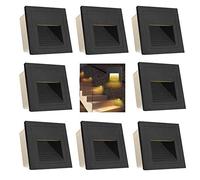 Arotelicht 8Pcs Applique LED da Incasso per Scale, 3W Bianco Caldo 3000K IP65, Segnapasso Luci, Luce da incasso 230V, per Interno esterno giardino viale gradini, Alluminio nero