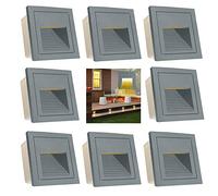 Arotelicht 8Pcs Applique LED da incasso per scale Grigio, 3W Bianco caldo 3000K IP65, Segnapasso Led, Luce da incasso 230V, per Interno esterno giardino viale gradini, Alluminio