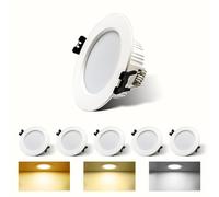 Arotelicht Faretto LED da Incasso 5W Piatto 230V 6 Faretti LED Dimmerabile Bianco Caldo Bianco Neutro Bianco Freddo, Downlight LED IP20, Faretti LED a Soffitto Ø75-80mm per Bagni, Cucine, Soggiorni