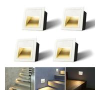 Arotelicht Set di 4 applique da parete a LED da 1,5 W per scale, illuminazione da passeggio, illuminazione per scale, lampada per interni in alluminio, bianco caldo 230 V, IP20