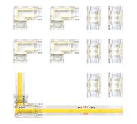 Arotelicht Set di connettori per strisce LED COB 12V 24V per LED COB da 8 mm di larghezza 2Pin, connettori centrali trasparenti da 6 pezzi, forma a L da 4 pezzi per strisce LED