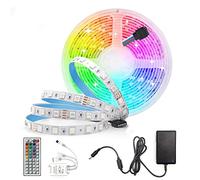 Arotelicht Set Striscia LED SMD5050 Con Adattatore per Interne, Cucina, Camera, Sala (RGB＋IR controller(24V，60LEDs/M, 5M)