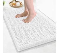 Arotive Tappeto da bagno in ciniglia, extra morbido, spesso, assorbente, antiscivolo, lavabile in lavatrice, asciugabile in lavatrice, per bagno, doccia e vasca (40 x 61 cm, bianco)
