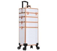Arous Trolley per trucchi, grande capienza 4 in 1, trolley da viaggio con chiave, ruote girevoli per salone, barbiere, carrello da viaggio, bianco, 4 in 1