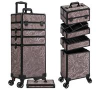 Arous - Valigetta porta trucchi con rotelle, trolley per trucco 5 in 1, organizer per cosmetici, baule per salone di barbieri con lucchetto, portaoggetti con ruote per donne, stilista di capelli