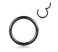 AROWRO Anelli per il naso 22g Orecchino per cartilagine Piccolo anello per orecchio Sottile anello per piercing per elice, trago, conchiglia, rook, lobo 6mm Nero