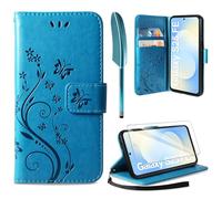 AROYI Cover compatibile con Samsung Galaxy S25 FE 5G, retro design PU custodia in pelle a portafoglio di protezione, funzione supporto per carte di credito, biglietti di credito, colore: Blu