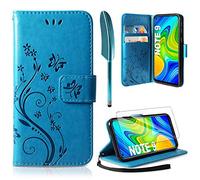 AROYI Cover Xiaomi Redmi Note 9, Retro Design Flip Caso in PU Pelle Premium Portafoglio [Slot per Schede] [Chiusura Magnetica] Custodia per Xiaomi Redmi Note 9 - Blu