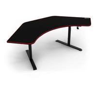 Arozzi - Arena Angelo - Scrivania Gaming a L con superficie Mouse-Pad completa, altezza regolabile 71-81 cm, gestione cavi e supporto monitor. Superficie lavabile - Nero