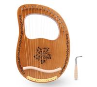 Arpa a 16 corde Colore legno Arpa a lira rotonda Facile da imparare Legno di palissandro Piccola arpa portatile Strumento a corde in metallo Suona strumenti musicali conordatore per bambini Adulti