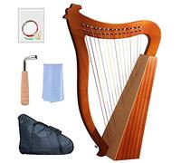 Arpa a lira 15/19 corde, strumenti a corda, arpa portatile a lira stile antico con chiave per accordatura e custodia nera per principianti amanti della musica bambini adulti 15 corde