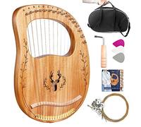 Arpa a lira a 16 corde in legno massello di mogano stile antico con custodia nera/chiave per accordatura/corda di ricambio/manuale di istruzioni in inglese, per amanti della musica principianti adult