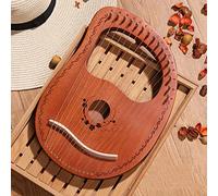 Arpa a lira a 16 corde, strumento a corde in legno massello di mogano per amanti della musica, principianti, adulti, con custodia per il trasporto/chiave per accordatura/corda di ricambio/manuale di