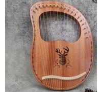 arpa a lira, Arpa da grembo facile imparare, modello a scatola, classica, 19 corde in acciaio, mini arpa, scale intagliate in mogano(Deer A)
