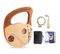 Arpa a lira con 21 corde in metallo con chiave for accordatura, borsa for il trasporto, set di corde extra e manuale, corpo in legno massello di mogano, strumento a corde for bambini e adulti