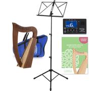 Arpa Celtica Set in Legno di Noce 12 Corde in Nylon con Borsa e Supporto