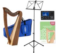 Arpa Celtica Set in Legno di Noce 19 Corde in Nylon con Borsa e Supporto