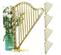 Arpa Dorata In Miniatura - Set Di 5 Piccoli Modelli Di Strumenti Musicali, Figurine Di Arpa In 1:12, Decorativi Per Casa Delle Bambole, Ornamento Da Scrivania, Decorazioni Festive Per