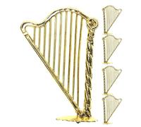 Arpa Dorata Miniatura ABS 5 Pezzi | Set Di 5 Mini Arpe Ornamento Da Scrivania Per Decorazione Musicale, Decorazione Casa Delle Bambole, Giardino Fatato